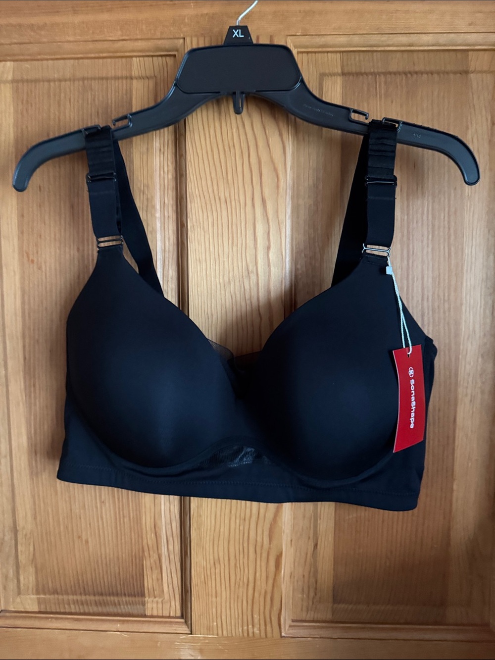 Seamless Black Support Bra with Adjustable Straps
